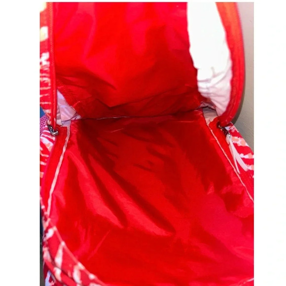 Jansport big student Backpack Red Orange Zebra Chevron Striped large - Picture 6 of 8